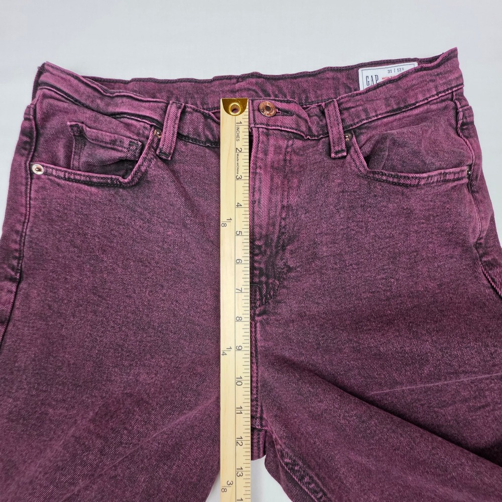 GAP High Rise Stride Jeans Women 31 12S Burgundy Overdyed Regenerative Cotton - Picture 9 of 11